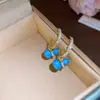 Pendientes colgantes de calabaza con circonita y aguja de plata, pendientes de moda frescos y dulces para el verano, lujo ligero con un toque de alta gama, pendientes de nicho