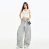 Colgante de Estrella Cuadros Cimitarras Casual Verano Tendencia Marca Holgado Caída Estilo Perezoso Pantalones Largos hasta el Suelo