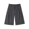 Rumei 2026 Shorts Casuais Tendência Retro Cor Sólida para Homens, Verão Soltos com Caimento Retos de Perna Larga Cropped