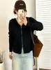 Ropa para Mujer Tallas Grandes Fuente Sudadera con Capucha Chaqueta de Doble Cremallera Superior Estilo Otoño 2026 Cárdigan de Punto Holgado para Mujeres Tallas Grandes