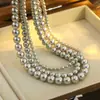 Collar de Perlas Grises de Dadi Stream, Modelo 616, Mismo Estilo que la Cadena de Suéter de Ni Ni, Cadena Clavicular Ajustable