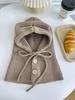 Cachecol de Tricô Versátil Estilo Drawstring Dongdaemun da Coreia do Sul Outono e Inverno Novo Cor Pura Estilo Ins Chapéu de Palha Raffia para Casal Peça Única