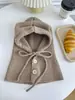 Pasamontañas de Corea del Sur para mujer, gorro cálido de invierno, bufanda, protección para las orejas de punto integrada, gorro de lana, gorro de punto