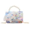 Bolsa de ombro infantil fofa moda Bolsa de mão com pérolas corrente simples transversal bolsa quadrada pequena para menina cor contrastante atacado