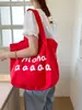 Bolsa de Lona con Letra Dopamina para Mujer 2025 Nueva Moda Trendy Bolso Tote Coreano Casual Gran Capacidad Bolsa de Compras