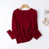Estilo Suave ~ Sencillo y Cómodo Sin Costuras de Una Pieza 100. Suéter de Lana Cuello Redondo para Mujer Color Sólido Adelgazante Camisa Base Otoño