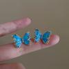 Pendientes de elefante de flor encantadora azul dulce Aguja de Plata para mujer, diseño de nicho, personalidad, temperamento, pendientes frescos