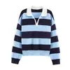 Fabricante mayorista de ropa para mujer transfronteriza otoño 2026 nuevo tejido de punto casual para mujer con cuello polo a rayas