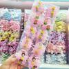 Doce Luminosa Elsa Princesa Sereia Desenho Animado Rosa Laço de Renda Perolado Infantil Tendão de Borracha Corda de Cabeça de Menina