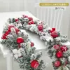 Decoración Navideña Ratán Encriptado Hotel Centro Comercial Ventana Escalera Escena Diseño Nieve Flockada Ratán Colgantes de Puerta