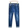 Jeans Rasgados para Hombre Marca de Moda Otoño/Invierno Nuevo Estilo Versátil Regular Lavado Pierna Recta Ajustada Pantalones Largos Venta al por Mayor