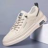 Sapatos Casuais Masculinos Brancos 2026, Sapatos Masculinos de Couro, Tênis Antiderrapantes, Sapatos Elásticos Leves, Sapatos Casuais Masculinos Leves com Solado Macio