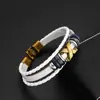 Pulseira de Corda de Couro Trançada Multi-camadas Cruz X Letra Liga de Zinco Pulseira de PU Masculina Personalizada Elegante da Moda Fivela Pulseira de Pulso