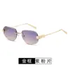 Gafas de Sol de Influencer Europeas y Americanas con un Toque de Alta Gama, Gafas de Sol para Mujer que Favorecen el Rostro, Versátiles Gafas de Sol Poligonales sin Montura