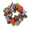 Guirnalda de Peonías y Margaritas de Primavera Decoración de Pared Hogar Flor de Seda Rama Seca Corona Decorativa Accesorios para Colgar en la Puerta