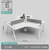 Mesa de escritório criativa para funcionários, estação de trabalho de formato irregular economizadora de espaço, conjunto completo de mesa e cadeira para computador para equipe de escritório, conjunto completo
