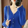 Nuevo Cárdigan de Punto con Cuello en V para Mujer para Primavera y Otoño, Suéter de Manga Larga, Ropa Exterior Holgada de Tallas Grandes para Mujer, Suéter de Punto Base Layer al por Mayor