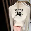 Camiseta Infantil Outono/Inverno Gola Meia-Alta Autoaquecimento Quente Top para Menina Acabamento com Babado de Veludo Camada Base
