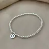 Pulsera de Plata S925 Silver House Corazón Dulce Personalizado para Mujer, Joyería Artística de Moda Vintage con Colgante Redondo en Forma de Corazón