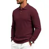 2026 Outono/Inverno Transfronteiriço Masculino Jacquard Texturizado Elástico Casual Simples Slim Fit Tamanho Grande Manga Longa Camisa Base POLO