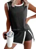 Amazon Comercio Exterior Transfronterizo Europeo y Americano Nueva Moda y Cómodo Fitness Color Contrastante Abertura Chaleco Anti-Exposición Traje para Mujer