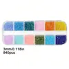Set de cuentas multicolor de 3 mm de 12 compartimentos estilo clásico cuentas sueltas para pulseras, pendientes, colgantes, accesorios de joyería DIY al por mayor
