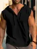 Novo Produto 2023 Aliexpress Amazon Ebay Masculino Sem Mangas Fitness Esporte Cordão Cor Sólida Com Capuz Colete Top