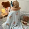 Manta de lã de cordeiro quente e espessa para outono e inverno, flanelado de leite fofo com desenho, manta de sofá dupla face quente para lazer