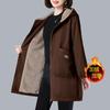 Chamarra Parka con Capucha para Mujer Invierno 2025 Nuevo Estilo Mamá Largo Medio Abrigo Cálido de Algodón Suelto Forro Polar Engrosado Chaqueta de Algodón