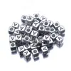 Acrílico 6mm Plata Antigua Cuentas con Letras Inglesas Cuadradas Sueltas Accesorios para Pulsera Collar Hecho a Mano DIY