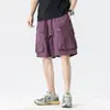 Bermuda Cargo Trendy Estilo Japonês com Bolsos Grandes para Homens, Atacado de Verão, Tamanho Grande, Corte Reto Solto, Calça Casual de Cinco Pontos Fina, Tendência