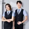Terno com Colete Cinza Profissional para Mulheres, Roupa de Trabalho para Homens e Mulheres, Traje Formal para Funcionários de Banco e Recepção de Hotel, Moderno e Versátil