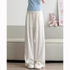 Pantalones Yamamoto Rectos Bordados con Lazo Rosa para Mujer Verano 2025 Nuevo Casual Pequeño para Caminar Seda de Hielo Piernas Anchas