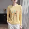 2026 Novo Estilo Casual Gola Redonda Estampado Manga Longa Tricô Feminino Versátil Proteção Solar Cardigan Redutor de Idade Temperamento