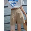 Paris Bermuda Calças Casuais Soltas Off-White Calças Três-Quartos Cintura Alta Algodão Retas Shorts Cargo Femininos Verão