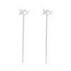 Pendientes de Hilo de Plata Pura 999 con Forma de Estrella, Joyería de Plata Pura de Lujo Ligera de Nicho para Mujer, Nuevo Modelo Popular 2024