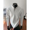 Otoño Nuevo Estilo 2025 Sudadera de Manga Larga con Cuello Henley para Hombre Otoño a Cuadros Color de Contraste Camiseta Básica Sudadera de Manga Larga para Hombre
