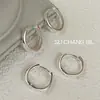 Pendientes de Aro Lisos de Círculo de Plata de Ley S925 para Mujer, Diseño de Nicho, Pendientes de Aro Geométricos Estilo Minimalista Cool