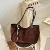 Bolso Tote Retro de Ante Melaleuca para Mujer, Gran Capacidad, Bolso de Viaje para el Trabajo, Nuevo Bolso de Hombro Único Otoño 2026 para Mujer