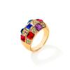 Anel elegante de diamante colorido austríaco feminino estilo europeu e americano ins cor mágica cravejado anel de strass atacado de fábrica