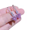 Gancho de Orelha Coração Menina Doce Cravejado Cristal de Zircônia de Alta Qualidade Coração Colorido em Formato de Coração Brincos Brincos