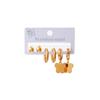 Set de Aretes de Acero Inoxidable, Tres Pares en una Tarjeta, Aretes de Botón de Alta Calidad con Forma de Frijol que se Pueden Usar en la Ducha, No se Desvanecen para Mujeres