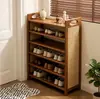 Gabinete de Zapatos Sencillo para Puerta de Entrada, Uso en Habitación de Alquiler de Dormitorio, Zapatero Multicapa Tejido de Ratán Retro, Artefacto de Almacenamiento de Zapatos para la Entrada