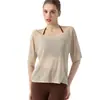 Camiseta de Manga Curta com Decote Redondo para Yoga Feminino, Solta, Simples, Versátil, Casual, para Primavera e Verão, Pilates, Fitness, Roupa de Yoga para Mulheres