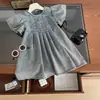 Vestido de Mezclilla para Niña Verano Nuevo Estilo Estilo Coreano Mangas Cortas Volantes Moda Infantil Vestido para Niña Pequeña Vestido Retro