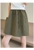 Pantalones Cortos de Trabajo Yamamoto Azul Marino para Mujer, Nuevo Estilo de Verano, Pantalones Cortos Casuales de Corte A para Figura Petite que Cubren la Cadera