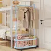 Perchero Móvil Dopamine para el Hogar, de Pie con Ruedas, Perchero, Cesta de Almacenamiento para Dormitorio, Secador de Ropa Simple, Una Pieza