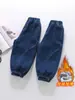 Pantalones vaqueros de retazos para niño, forro polar, estilo coreano, mono de pana casual para niños, para bebés y niños pequeños, calidad de exportación