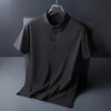 Camiseta de Manga Corta sin Costuras de Seda de Hielo para Hombre, Solapa Ligera para Negocios, Transpirable, Polo Paul de Secado Rápido, Camisa de Media Manga Casual Moderna