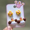 Pendientes de resina con forma de conejito para niña, con forma de barril, con clip para la oreja, de dibujos animados, para niña
